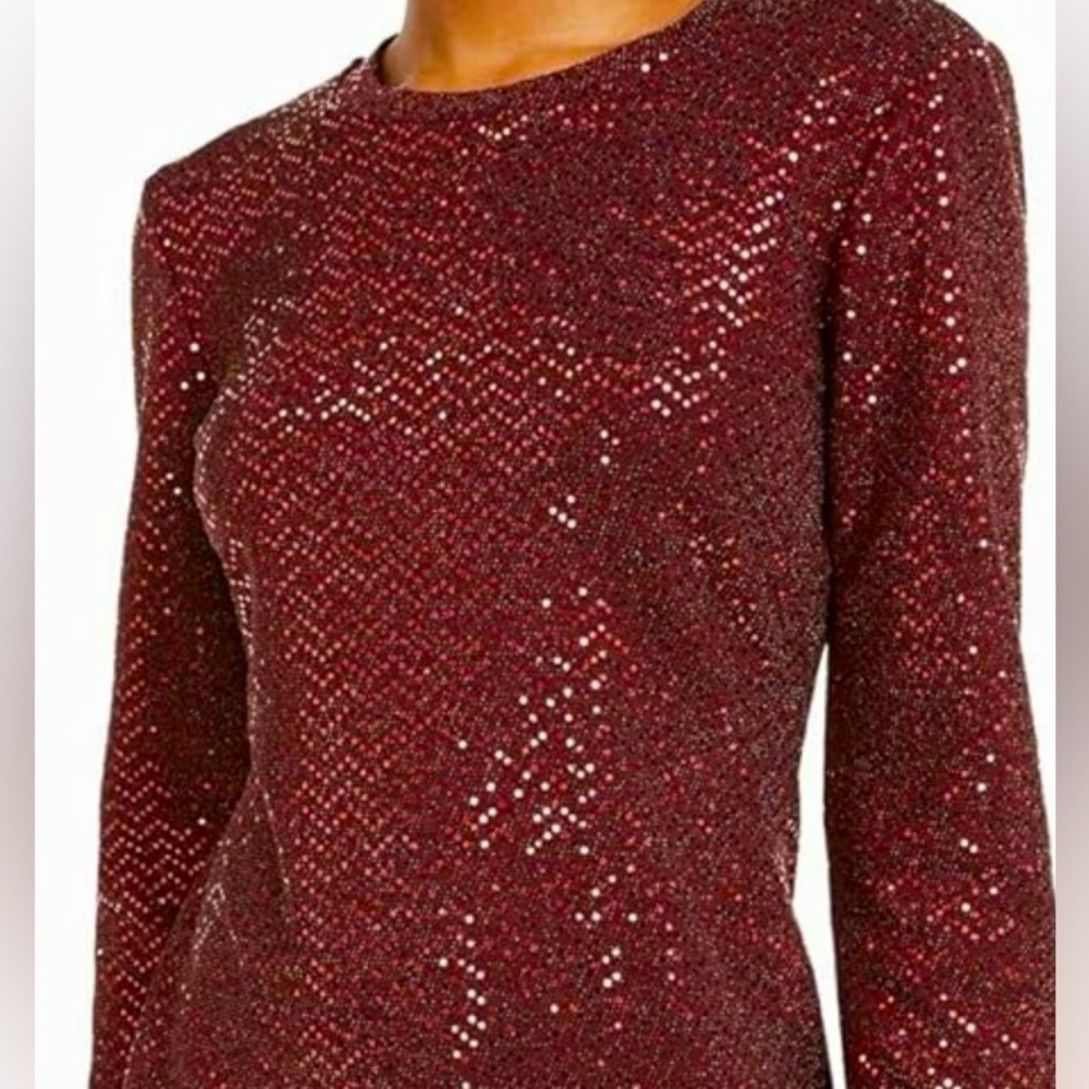 COPY - Long Sleeve Red Sequin Dresss
